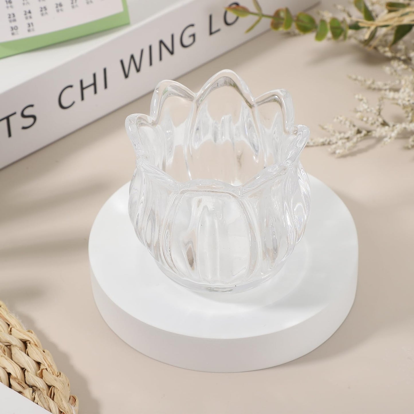 uxcell Glass Tea Light Candle Holder, Tulip Crystal Glass Votive Candle Holder for Desk Table Centerpiece, Wedding, Party, and Home Decor(Clear)