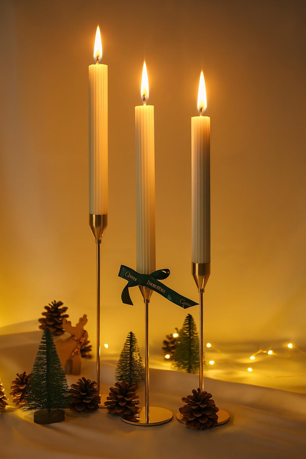 Ribbed Taper Candles 10 Inch 12 Pack Ivory – CW Studio Fluted Candlesticks, Unscented 11 Hour Dripless Smokeless Burn – Elegant Dinner Centerpiece for Weddings, Home Decor & Holiday Tables