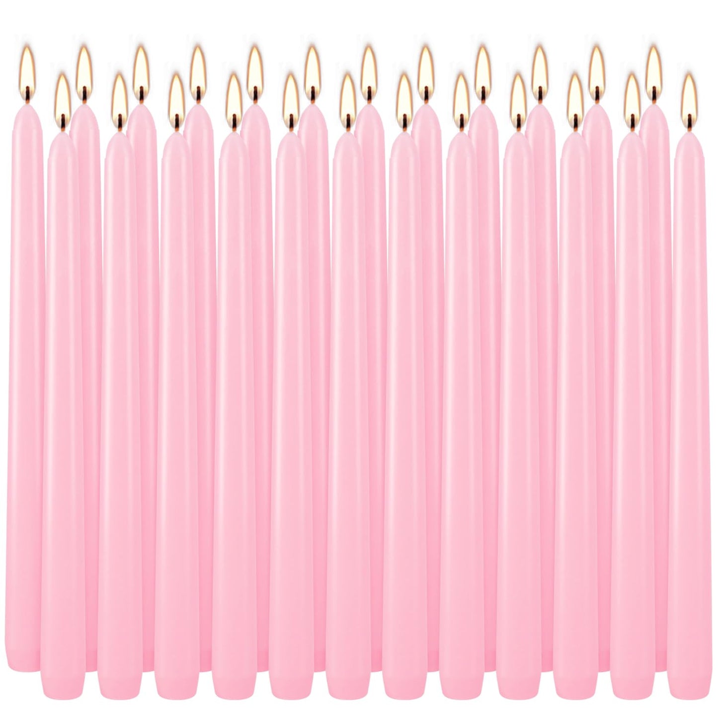 Wfmolcand Valentine's Decorations 10 Inch Pink Taper Candles Set of 24, Dripless and Unscented Candle Sticks for Dinner, Shabbat, Halloween, Christmas, Wedding, 8 Hours
