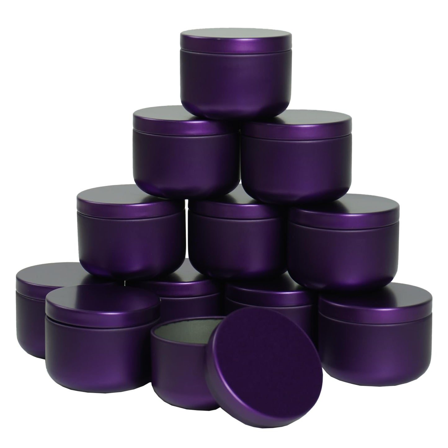 12Pack 3oz Candle Tins with Lids,Round Metal Candle Jars for Candle Making,Bulk Empty Tins Containers for DIY Crafts Christmas Gifts Small Business Supplies–Airtight Storage Jars (Purple)