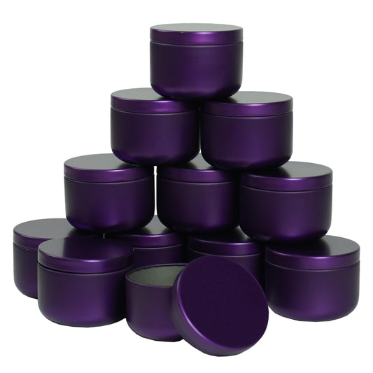12Pack 3oz Candle Tins with Lids,Round Metal Candle Jars for Candle Making,Bulk Empty Tins Containers for DIY Crafts Christmas Gifts Small Business Supplies–Airtight Storage Jars (Purple)