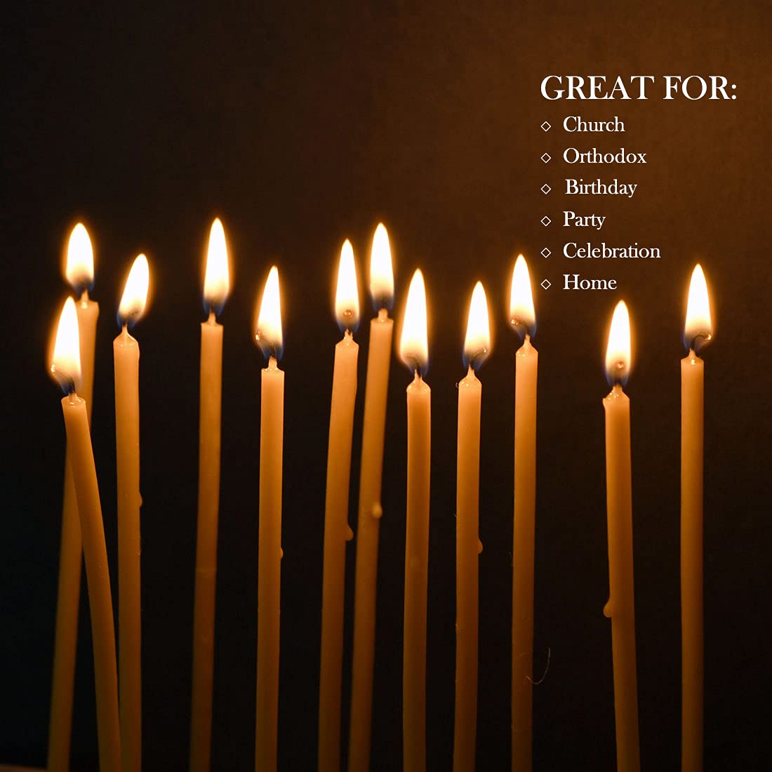 DEYBBY Beeswax Orthodox Candles – 50 Count Beeswax Candles Set - Dripless and Smokeless Mini Thin Organic Beeswax Taper Candles for Praye Orthodox Church Home Dinner Cake