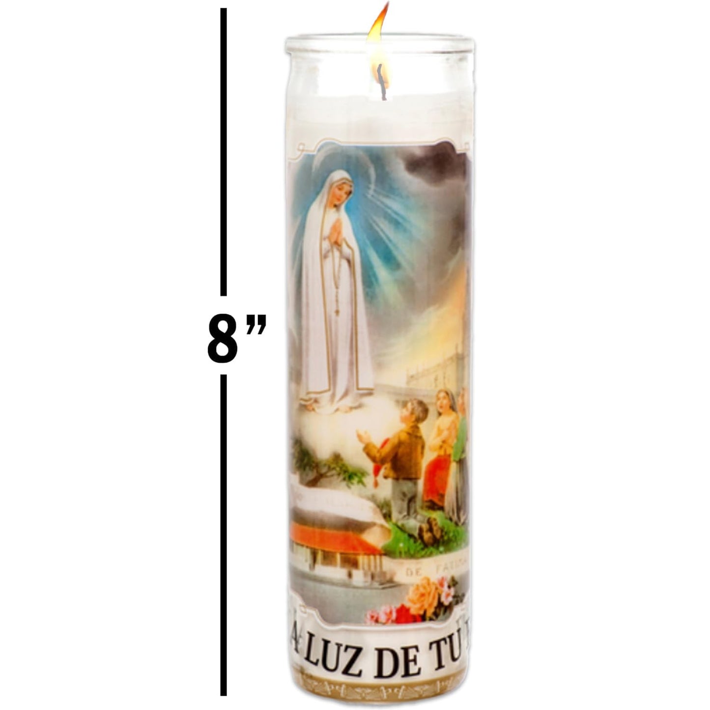 Generic Virgin Mary 6 Pack of 8 Inch White Unscented Religious Our Lady of Fatima & Guadalupe Candles for Vigils, Prayers, Blessing Ceremonies, Church Services & More