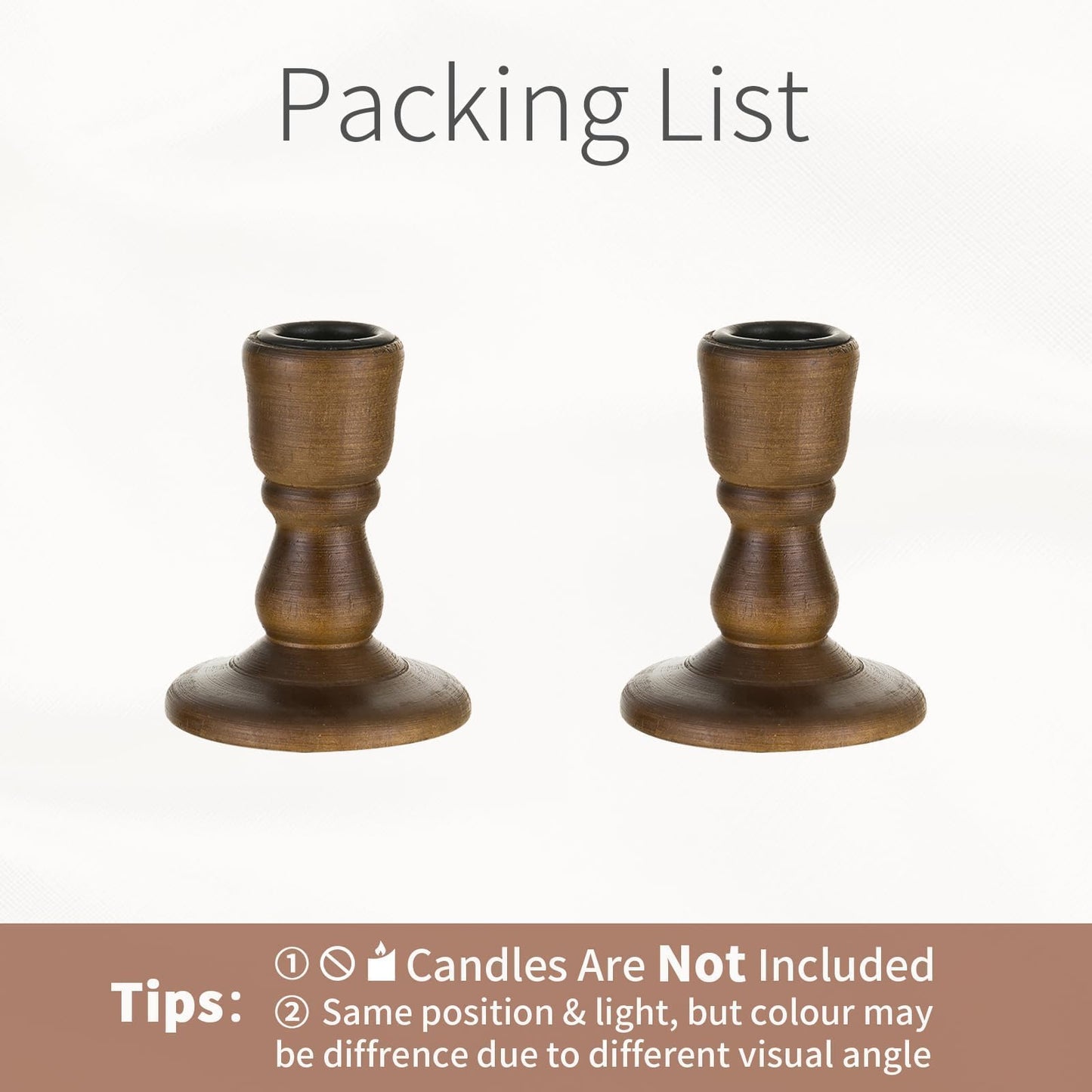 Inweder Wooden Taper Candle Holders: Wood Candlestick Holders Rustic Brown Farmhouse Fall Decor for Living Room Dinning Table Centerpiece Christmas Set of 2