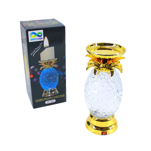 Colorful Pineapple Water Globe Glitter Swirl LED Candle Holder Pedestal Bath and Body Works Wick Romantic Gifts Home Furnishings Party Decorations Creative and Cute Mother's Day (Gold)