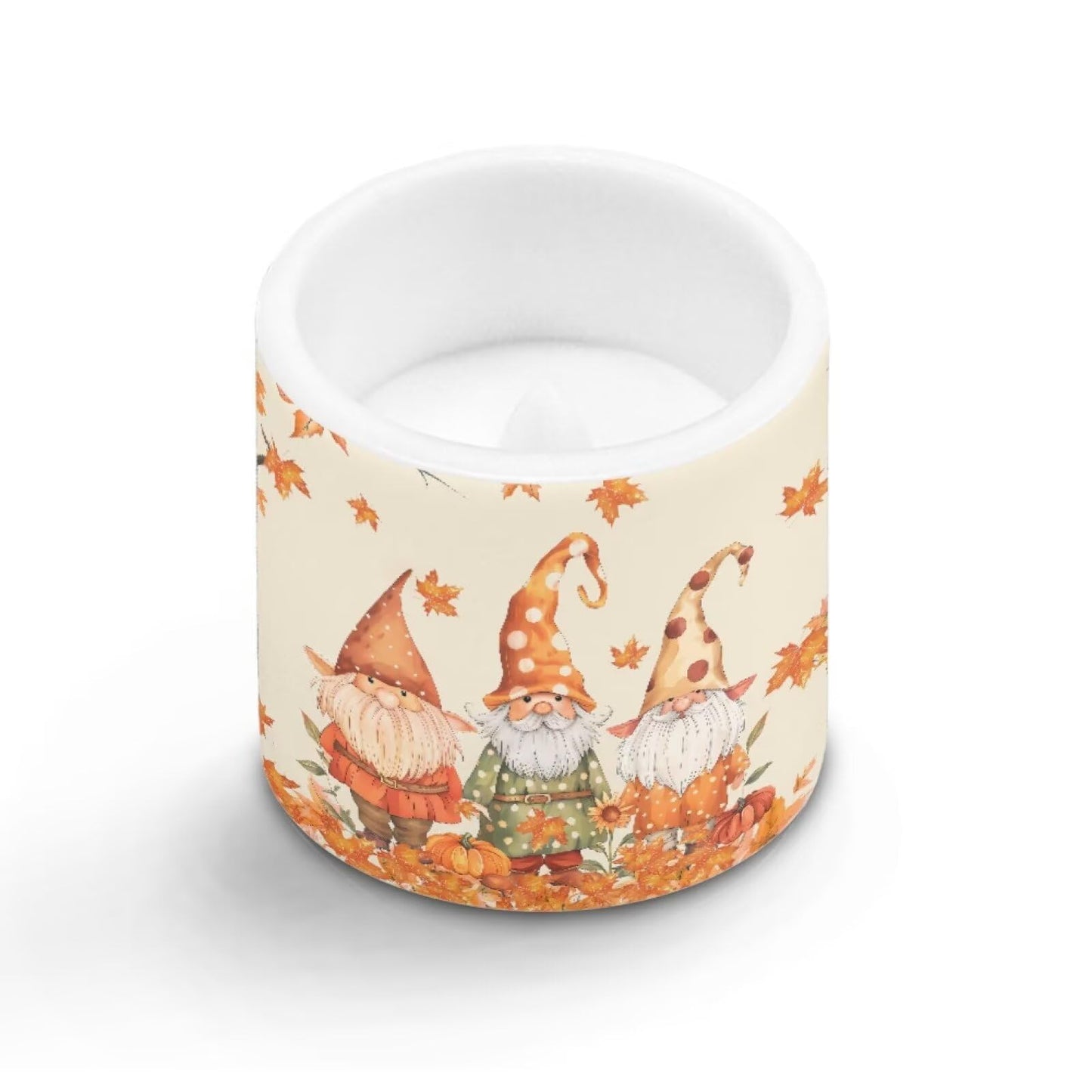 Cozeyat Fall Gnome LED Candles Set of 4 Battery Powered Flameless with Remote Timer Flickering Flame Waterproof for Home Garden Beach Table