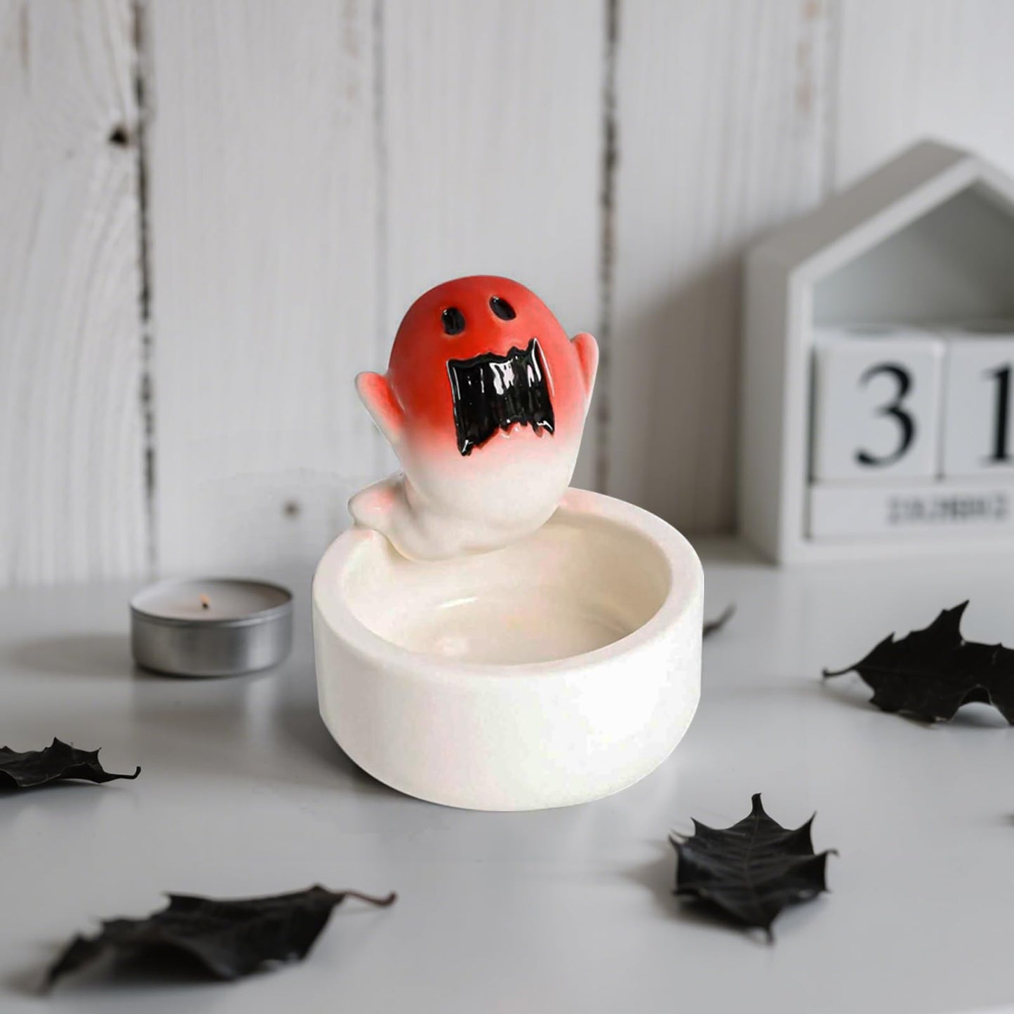 Ghost Ceramic Candle Holder - Screaming Ghost Design Candles Holders, Halloween Decor for Home & Parties,Gift for Halloween