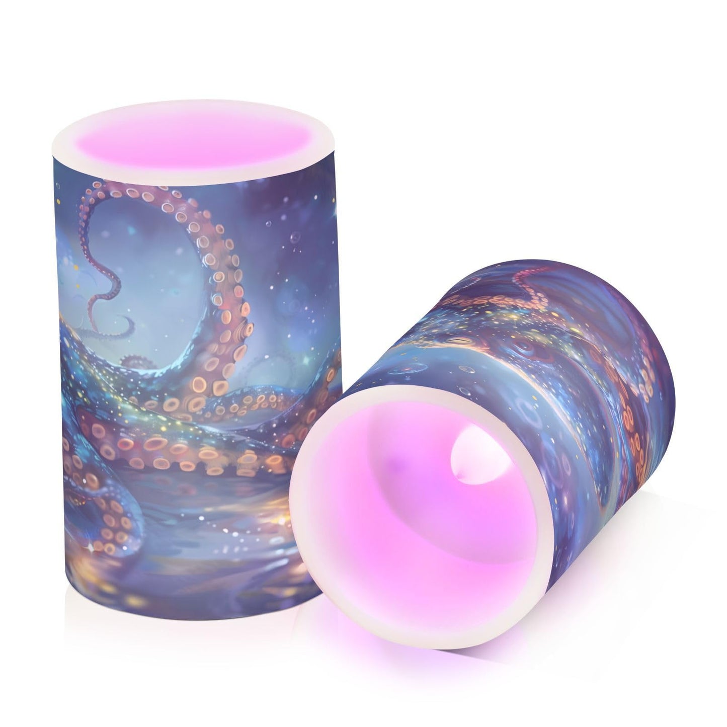 ALAZA Octopus Flameless Candles, LED Pillar Candles with Remote Timer, Battery Operated Candles Set of 2