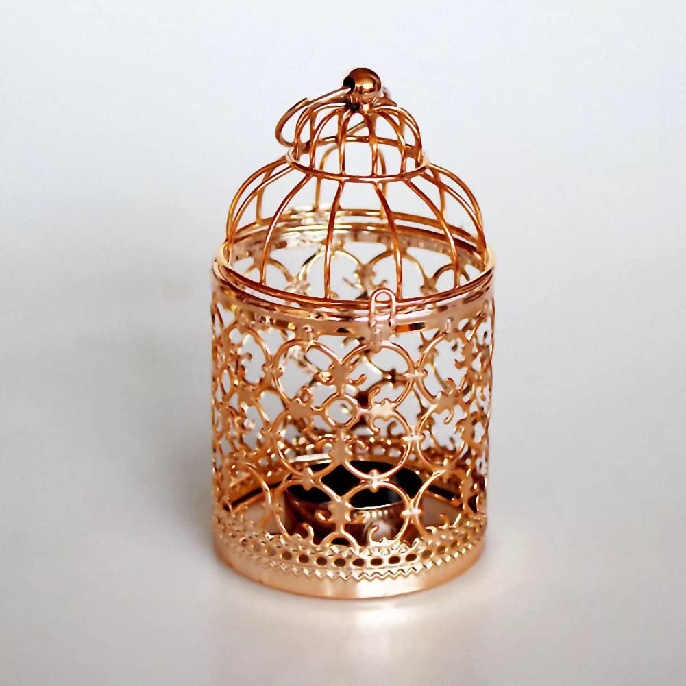 Metal Candle Holder Table Centerpiece Decorative Hollow Out Birdcage Iron Candlestick for Home Fireplace Wedding Holiday Decoration