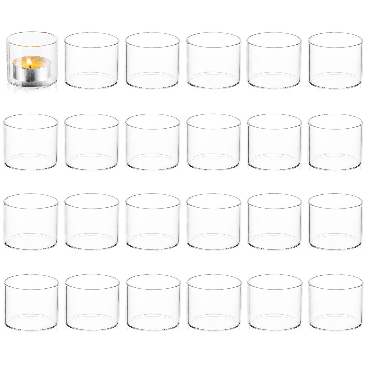 Wedding Votive Tea Light Holders - Mini Clear Glass Tealight Candle Holder as Candlelit Dinner Party Events Birthday Reception Centerpiece Decor Accessories, 20+Extra 4