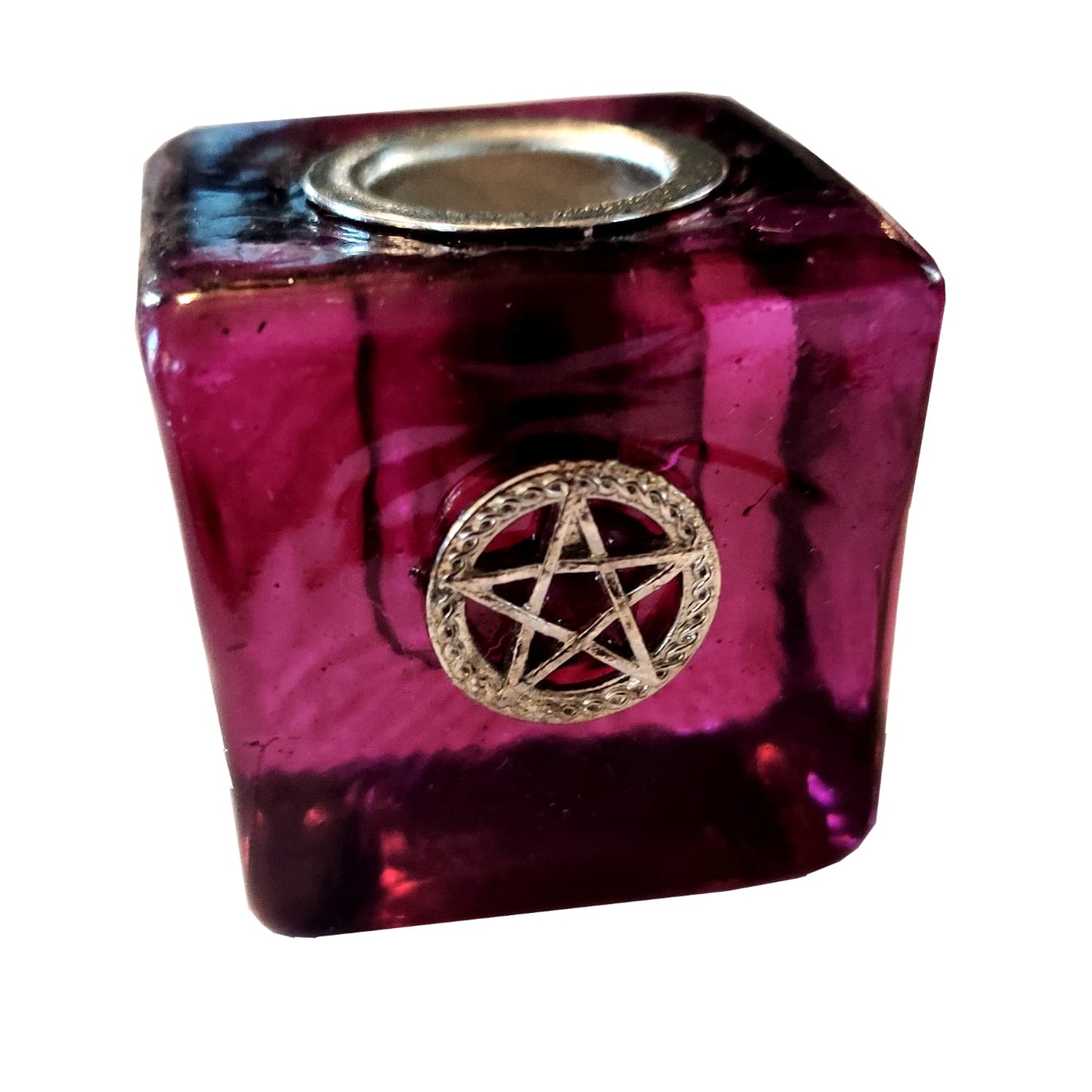 Pentacle Cube Chime Candle Holder (Purple, Set of 1) - Mini Candle Holder Pentacle for Wicca Pagan Hoodoo Witchcraft
