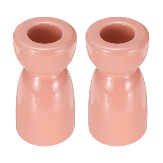 uxcell 2 Pack Candlestick Holder Bright Pink Ceramic Taper Candle Holder Candle Stand Holders Modern Style Decoration for Centerpiece Tabletops Anniversary