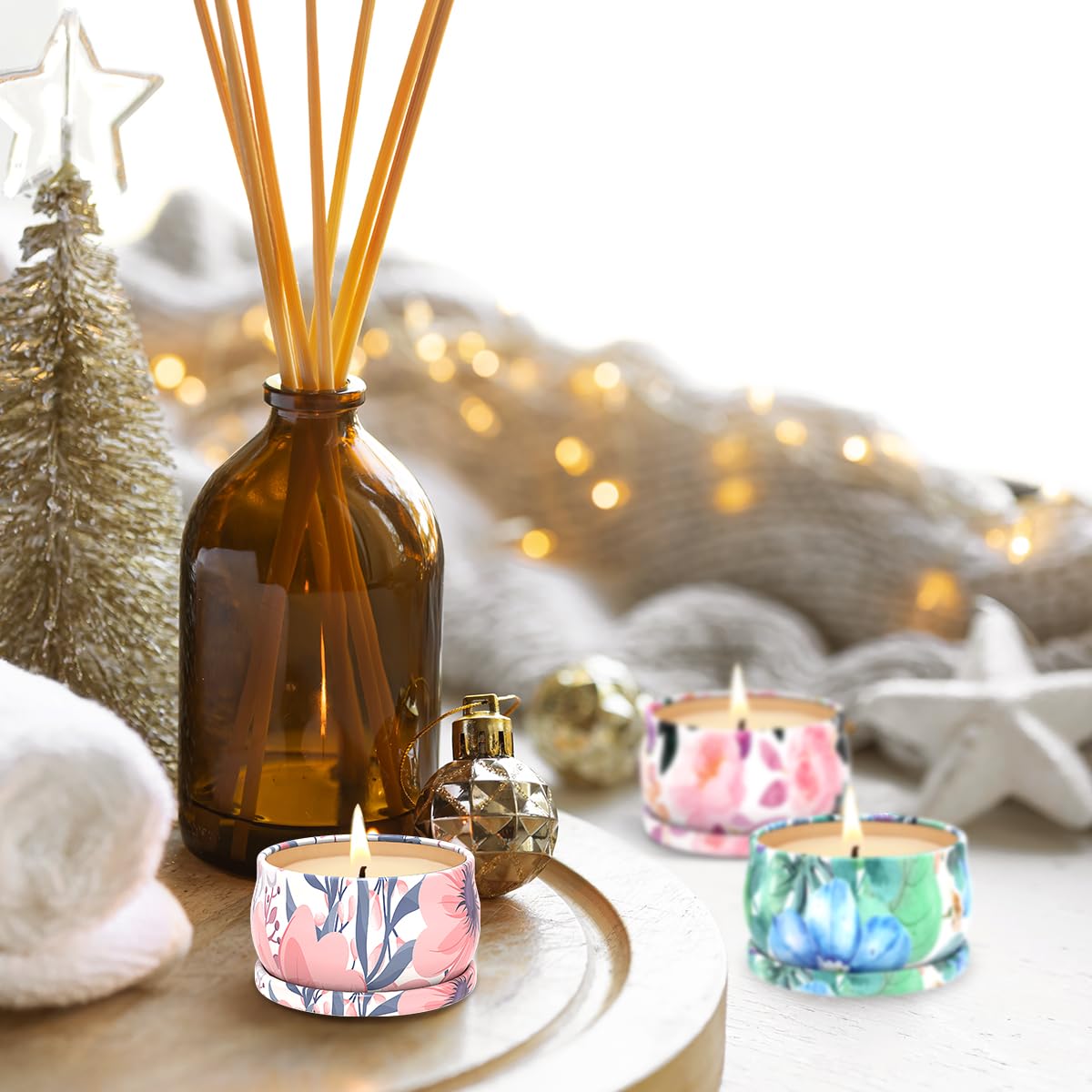 Scented Candles Gift Sets of 3, Stress Relief Candles for Home Scented, Natural Soy Wax Aromatherapy Candle, Burning Long Lasting Candles, Best Ideal for Gift, Baby Shower Prizes