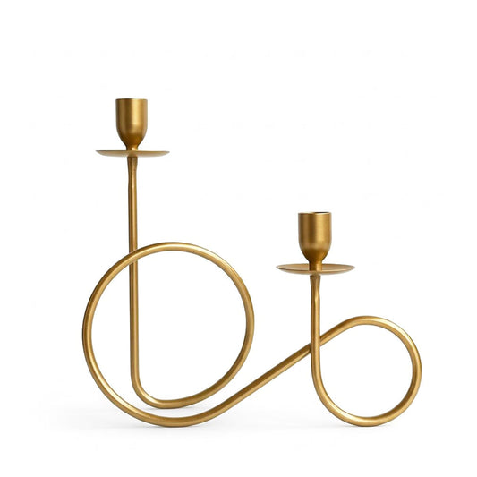 Remenna Taper Candle Holder Metal Candlestick Holder Decor MCM Vintage Gold Loop Candle Holders for Table Centerpiece, Holiday, Wedding, Housewarming