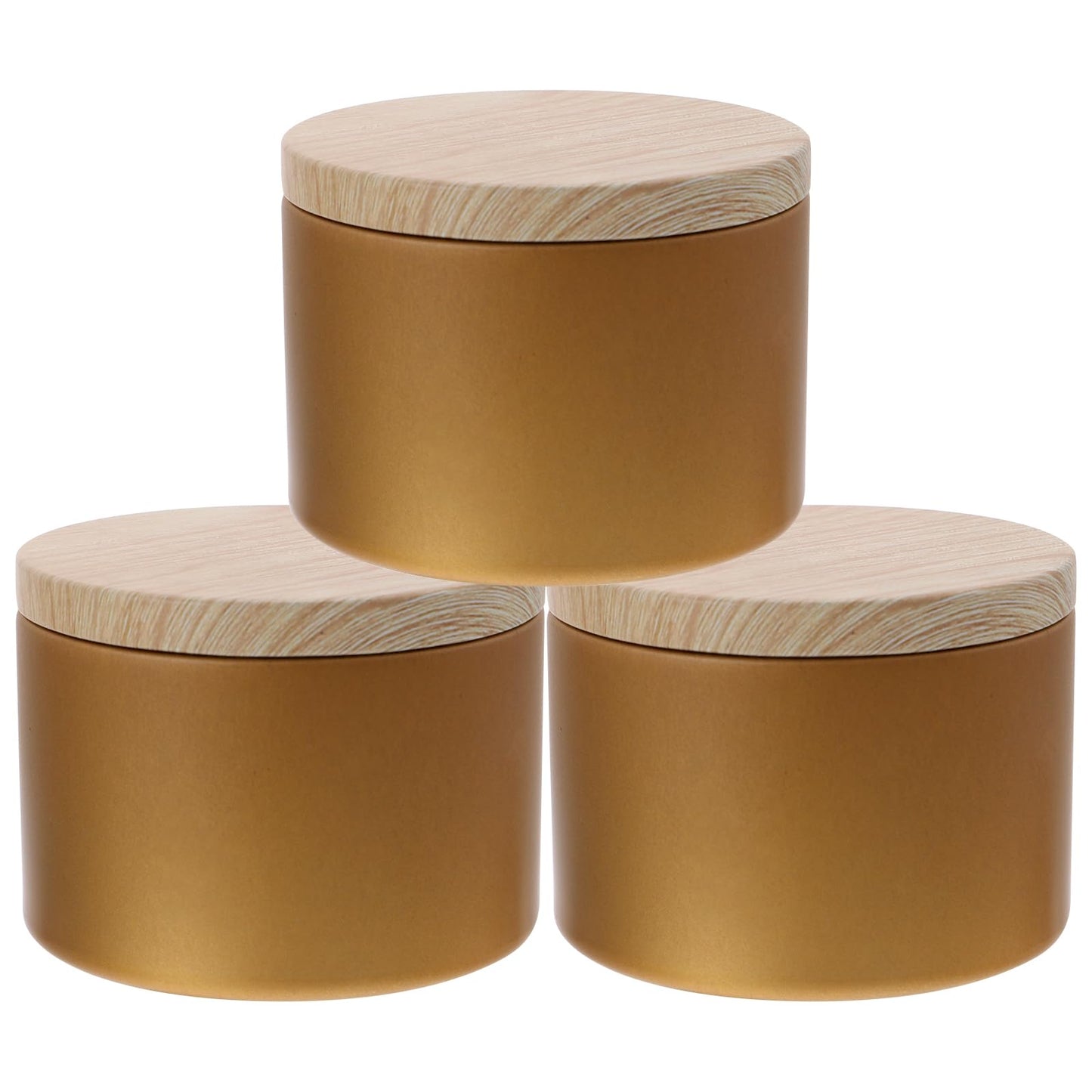 EXCEART Iron Candle Tins with Lids 3Pcs Reusable Candle Jars Tea Tin Cans Storage Bowls Black stick Holders Spa Holders Sconce Making Tinplates