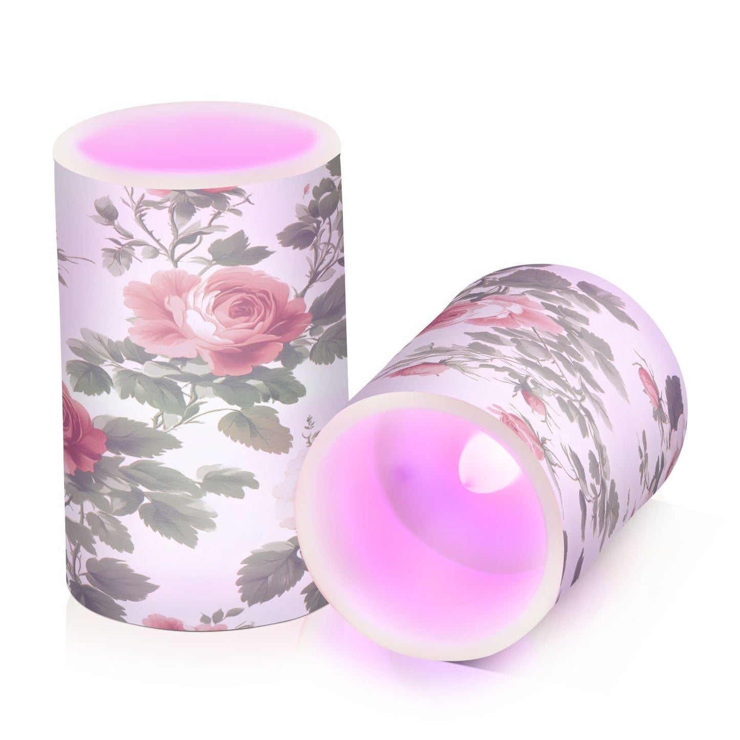 ALAZA Flower Red Rose Flat Pattern Flickering Flameless Candles Battery Operated with Remote Timer,Tea Light Candles LED Pillar Votive Candles Set of 2 for Outdoor Indoor Decorations