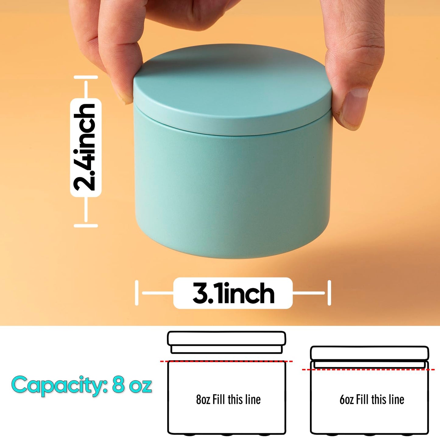 MeiGlow Empty Candle Tins for Making Candles, 24 Pack(12 Colors) 8 oz with Lids, Cotton Wicks, Wick Stickers, Holders, Labels, Pink Ribbon and Transparent Bags (8 oz)