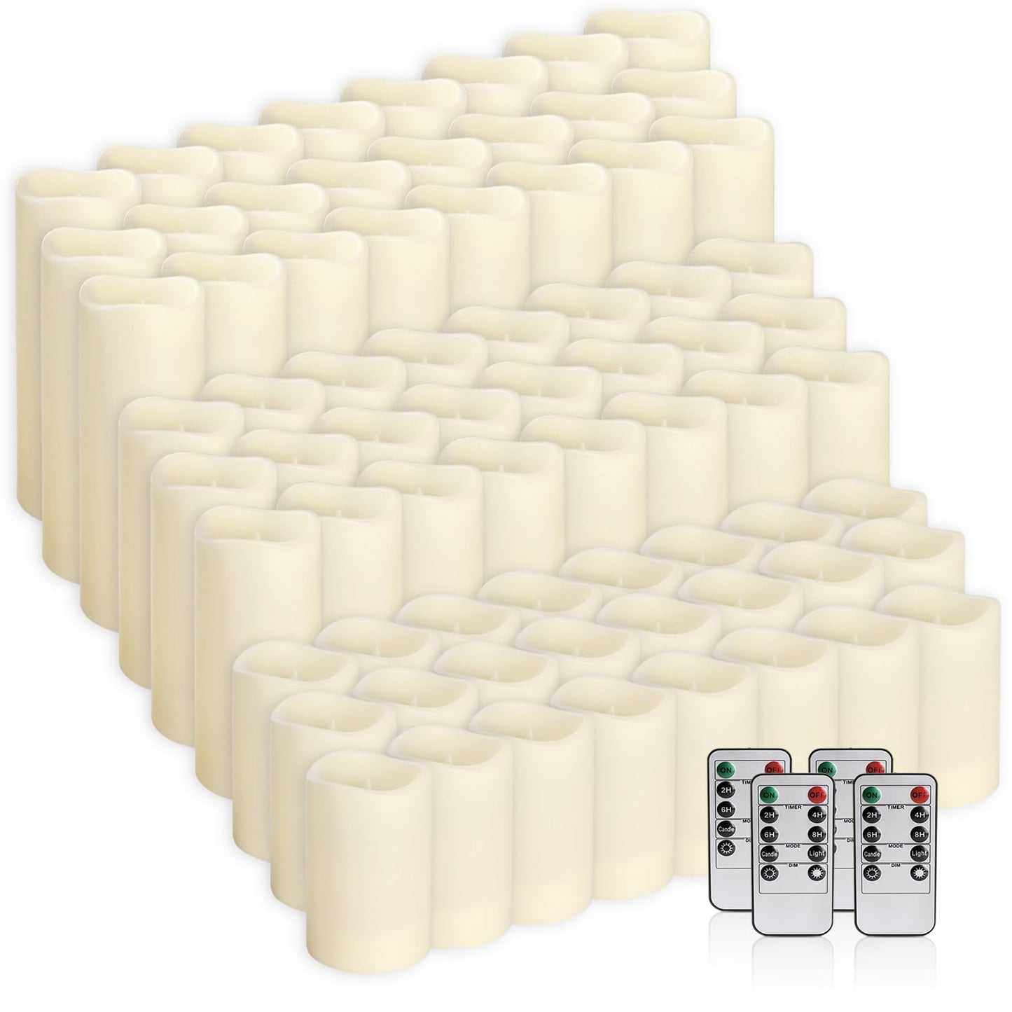 fclayvts 72-Pack LED Flameless Candles with Remote Control -Flickering Flameless Candles-Remote Timer Perfect for Wedding Parties, and Special Occasions(Three Sizes)