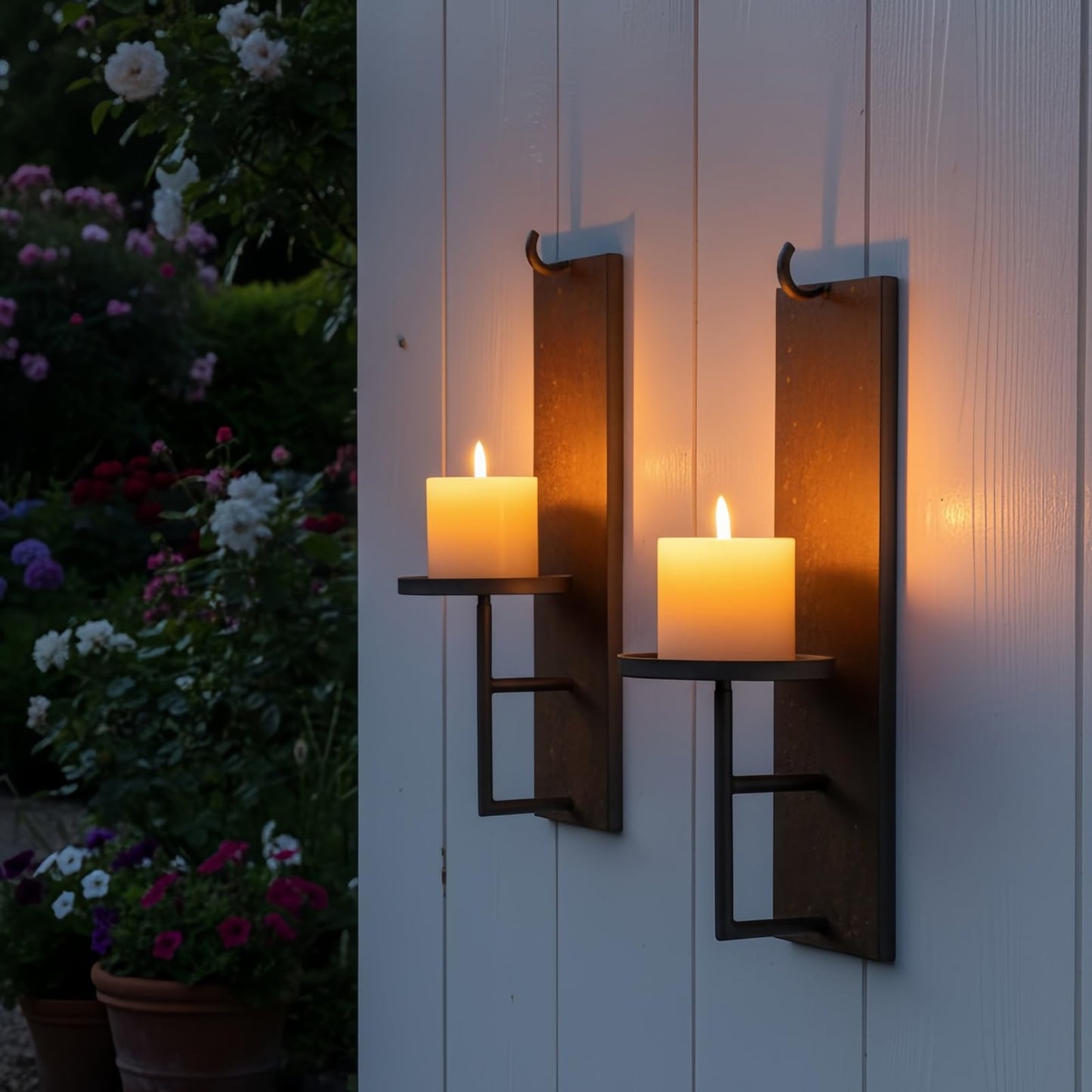 Woparty Set of 2 Vintage Wall Candle Sconce, Distressed Iron Metal, 15.6 x 3.9 inches, Rustic Farmhouse Style