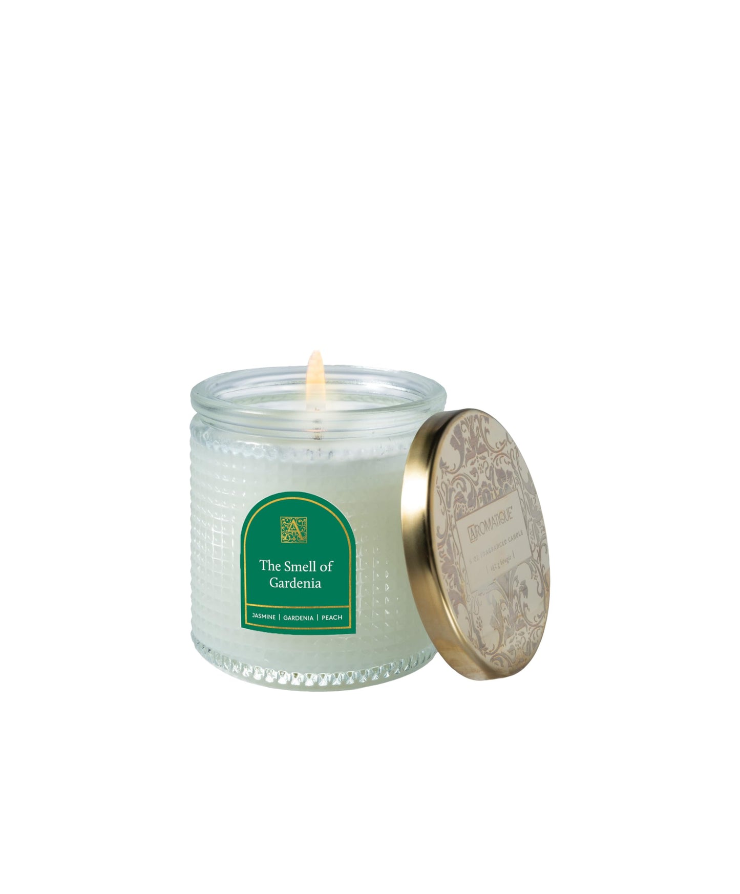 Aromatique, Gardenia, Textured, Elegant Candle with Metal Lid, Home Fragrance for Relaxing Atmosphere, 6 oz, Mother's Day Gifts, Bridal Showers, Anniversaries, Holiday Gifts