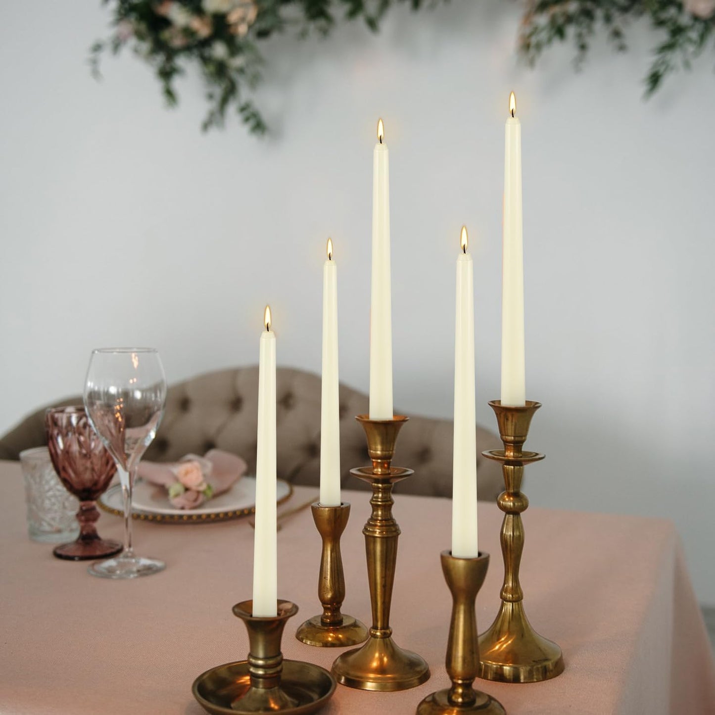 Ivory Taper Candle,24PACK Unscented 10 Inch Taper Candles-Dripless and Smokeless-8 Hours Long Burning Dinner Candle, Ideal for Halloween Taper Candles, Weddings, Dinner,Parties
