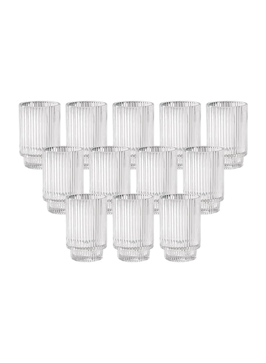 Serene Spaces Living Clear Ribbed Glass Votive Holder, Decorative Centerpiece for Wedding, Christmas, Thanksgiving, Dining Table, Living Room, Home Décor, 3.5" Diameter & 5" Tall, Pack of 24