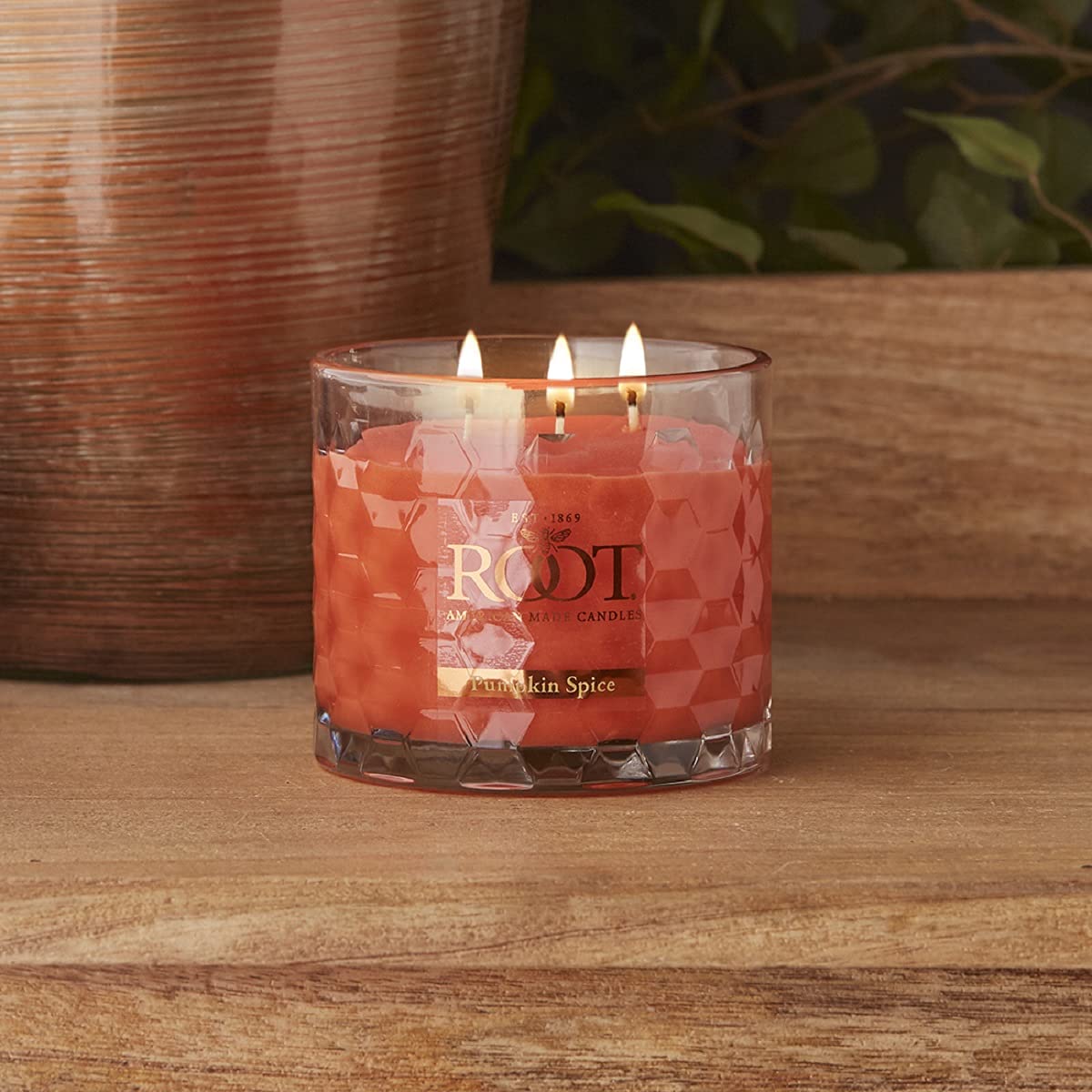Root Candles Fall Scented Candles Honeycomb Glass Premium 3-Wick Handcrafted Beeswax Blend Candle, 12-Ounce, Pumpkin Spice