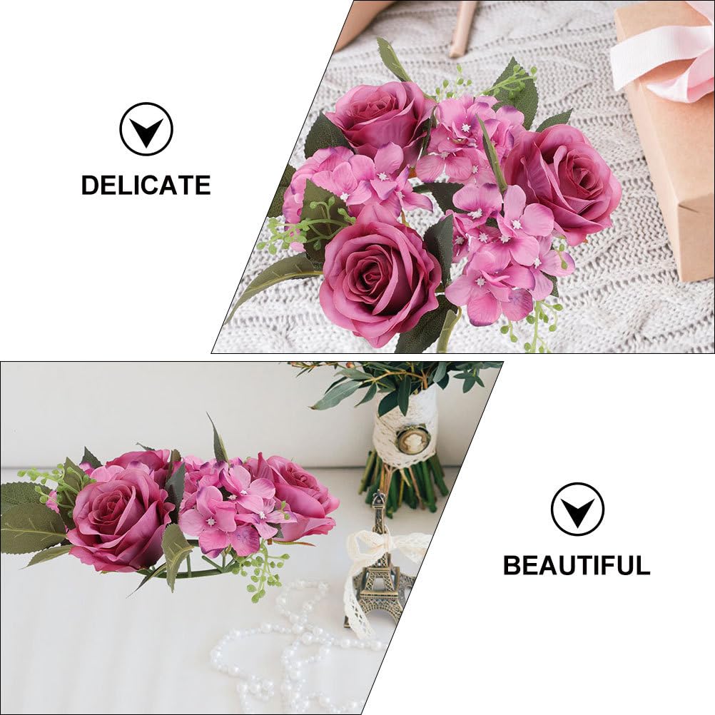 GOOHOCHY 2Pcs Floral Candle Rings Artificial Rose Wreaths for Wedding and Home Table Decoration Rustic Centerpieces for Pillar Candles for Parties and Events