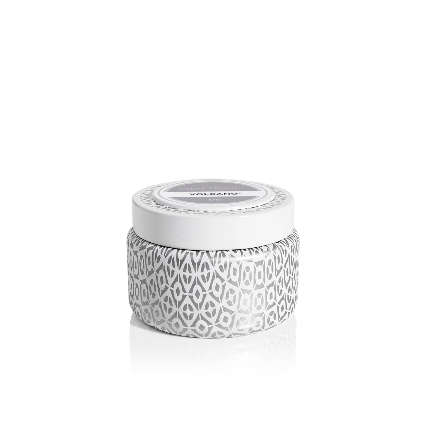 Capri Blue Volcano Printed Travel Tin Jar Candle - Luxury Candle with a Long Lasting Soy Wax Blend - Scented with Tropical & Fruity Fragrance (White Color, 8.5 oz)