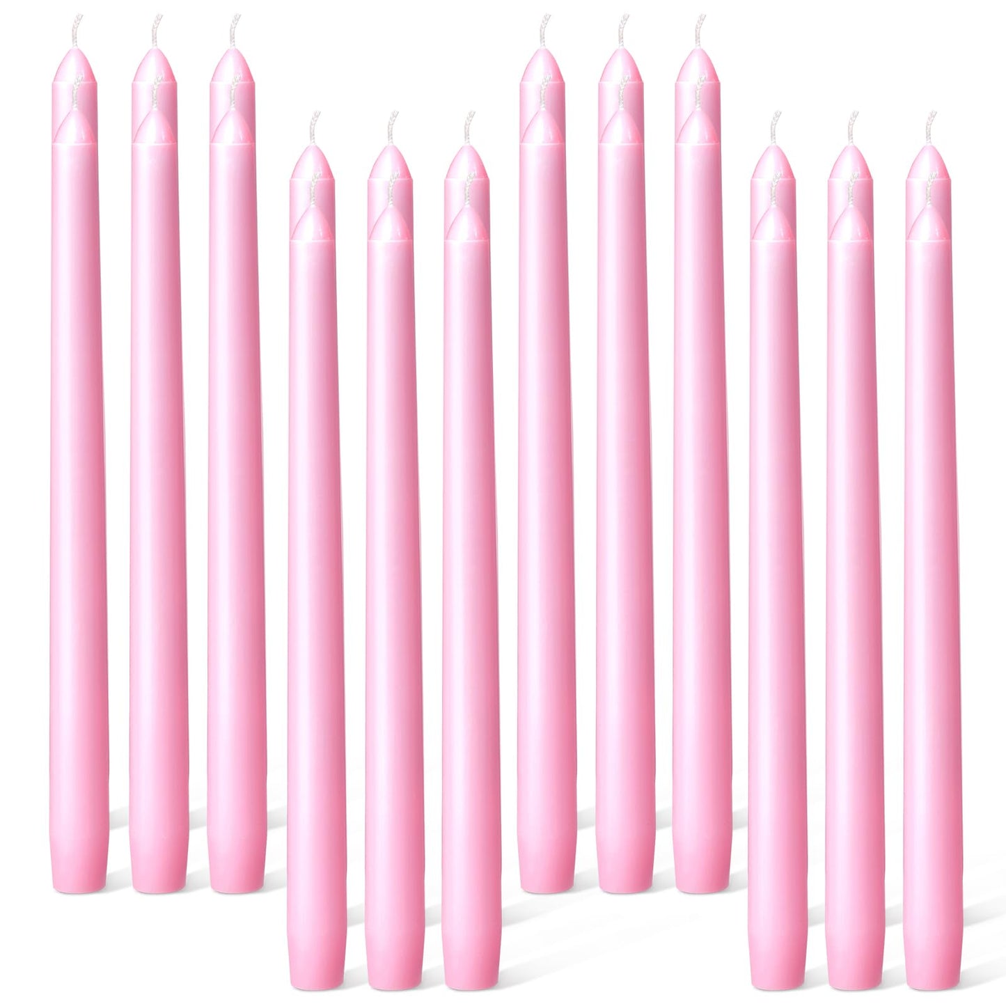 Everymoment Pink Taper Candles - 24 Pack 10 Inch Candlesticks - Dripless & Smokeless for 8 Hours - Unscented Paraffin Wax - Ideal for Wedding Mother’s Day Valentine's Day Baby Shower & Romantic Decor