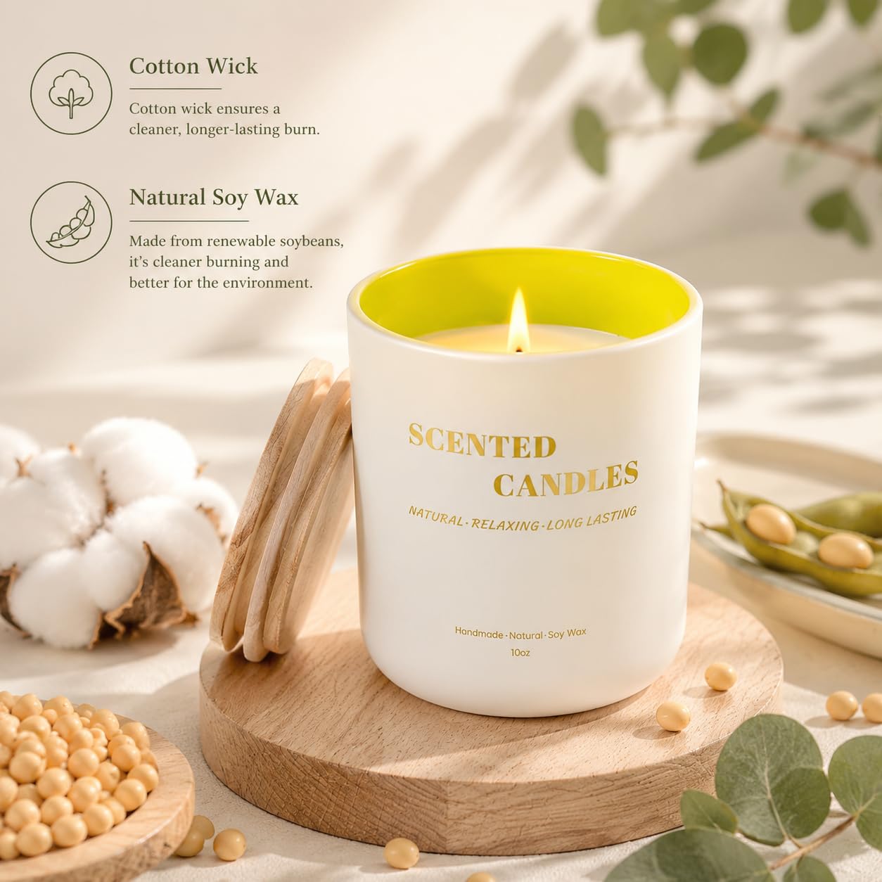 Lanttu Eucalyptus & Mint Scented Candle, 10 oz Natural Soy Wax