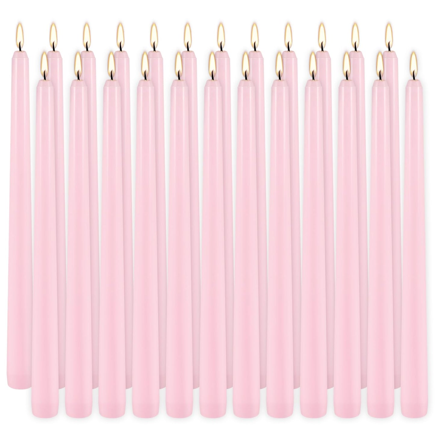 10 Inch Pink Taper Candles Set of 24,Unscented,Smokeless and Dripless Candlestickst for Valentine's Day,Household, Wedding, Party and Home Décor Candlesticks,Shabbat,8 Hours Burn Time