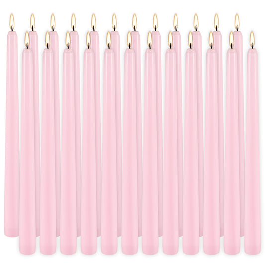 10 Inch Pink Taper Candles Set of 24,Unscented,Smokeless and Dripless Candlestickst for Valentine's Day,Household, Wedding, Party and Home Décor Candlesticks,Shabbat,8 Hours Burn Time