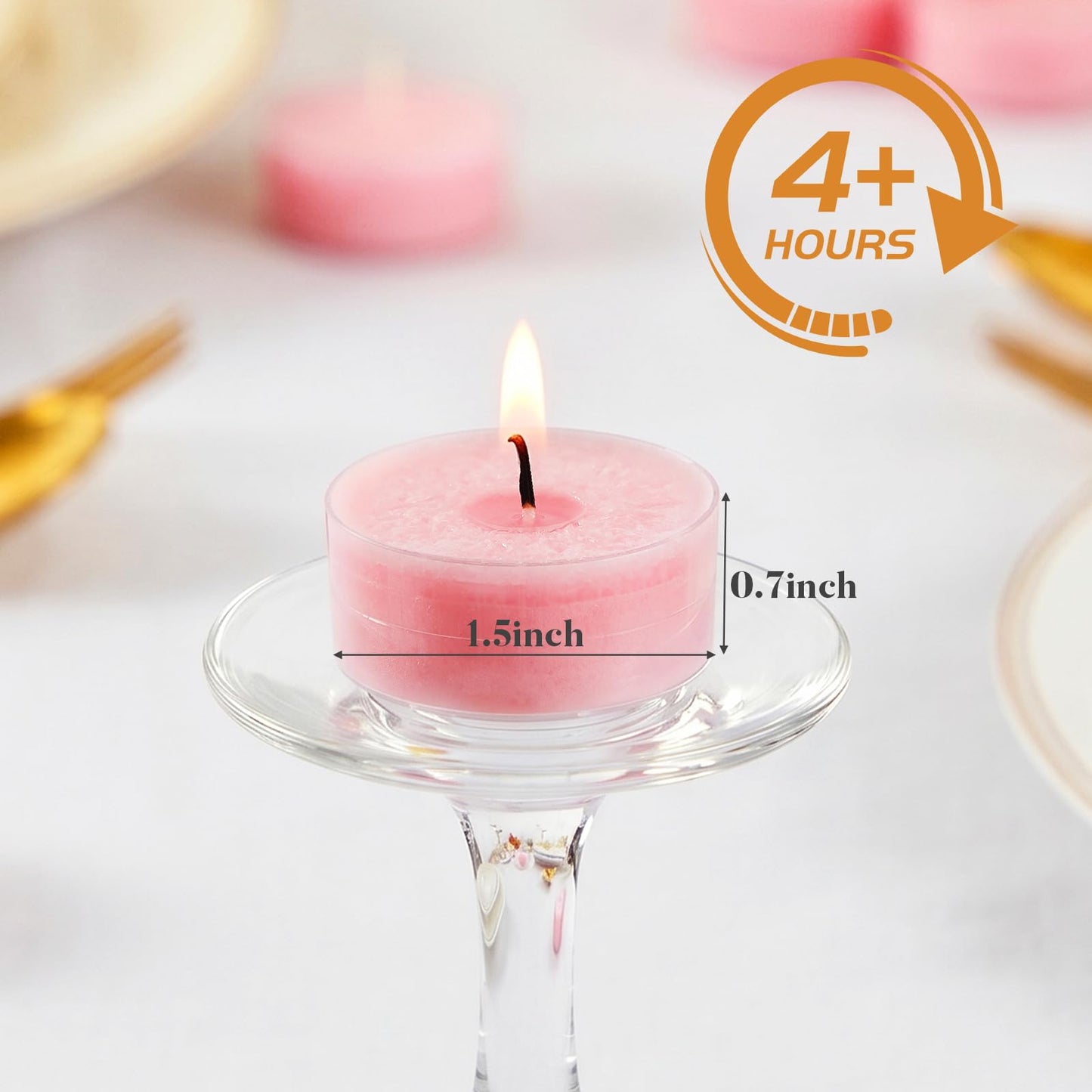 Ashlux Unscented Palm Tea Lights Candles, 16 Packs with Ice Flower Texture