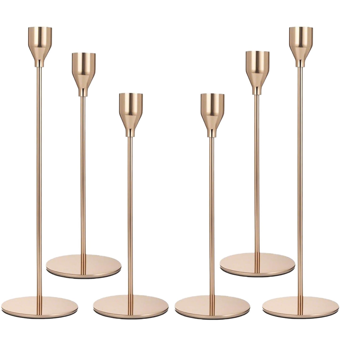 AUMAYCO French Gold Candle Holders Set of 6, Metal Taper Candle Holders, Gold Candlestick Holders, Fits 2.2cm Thick Candle&Led Candles, for Table Centerpiece, Mantels, Weddings, Dining, Party