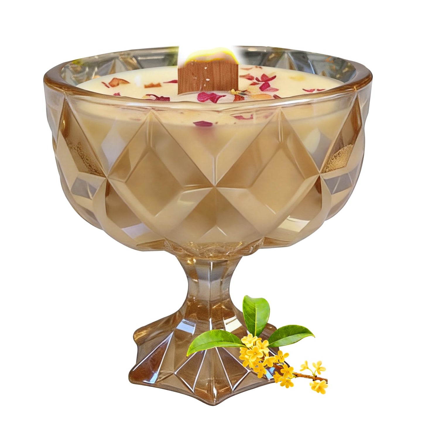 Joo Sko Diamond Bowl Shape Soy Wax Osmanthus Scented Candle, Aromatherapy Jar Candles for Home Scented or As a Christmas Holiday Candle Gift for Your Lover(8.2OZ/60Hours Burning)