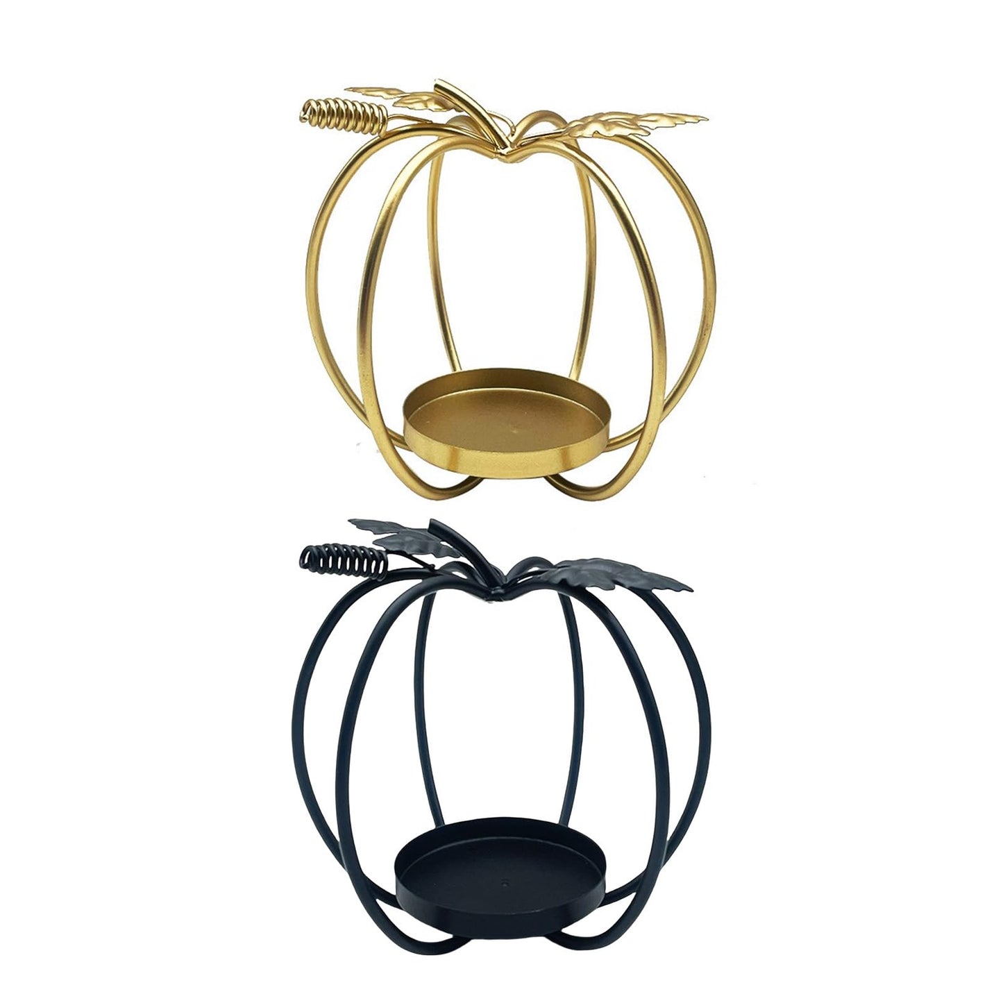 GKOXUQ European Iron Hollow Pumpkin Candle Holder Decorative Metal Tealight Stand for Halloween Table Centerpieces Candlestick