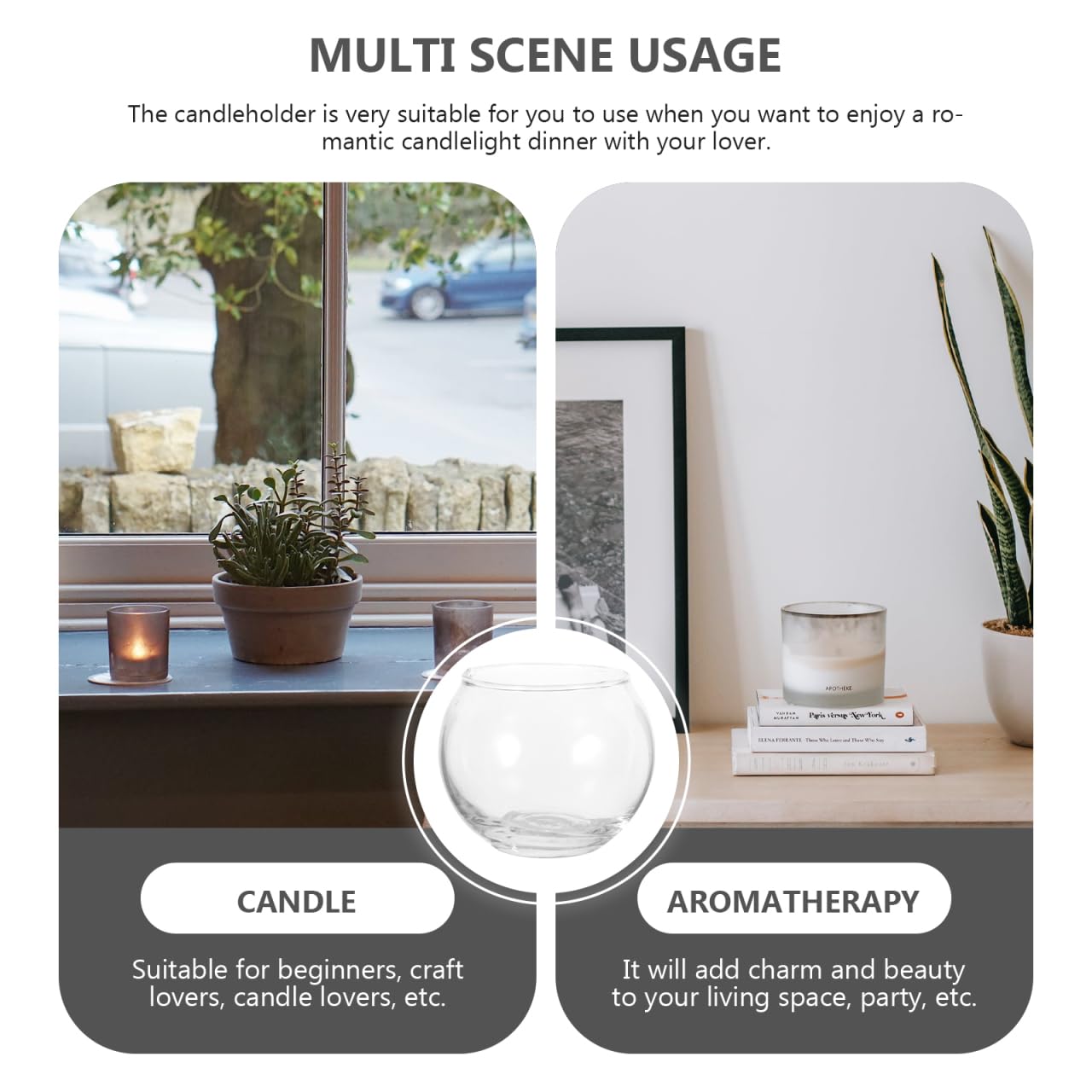 SEWACC 2pcs Glass Tealight Candle Holder Round Clear Votive Candle Holders for Table Centerpieces Wedding Party Decoration