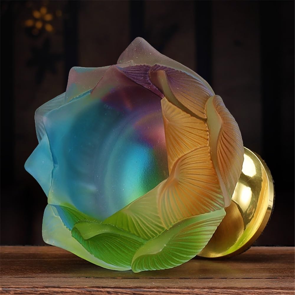 Candlestick Holders Ancient Glass Candlestick Household High Foot Lotus Candle Holder Decoration Candle Holders(Yellow)