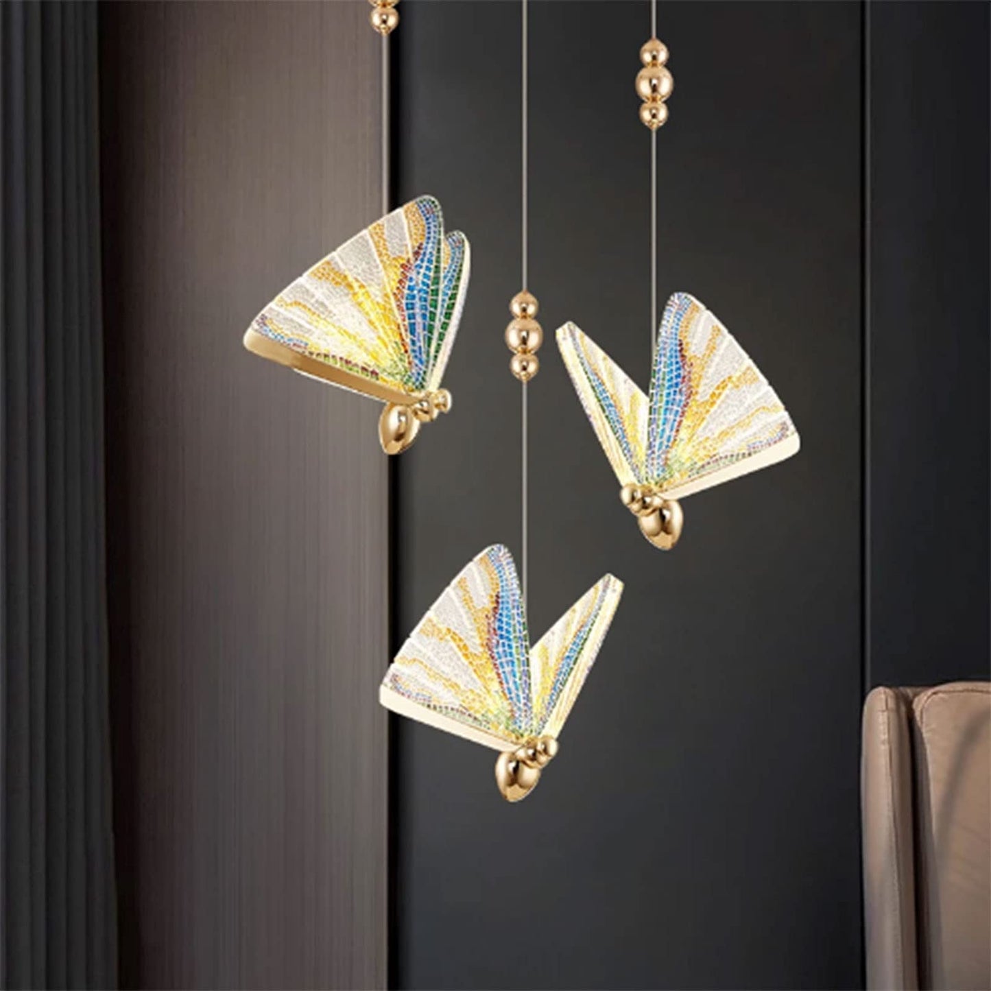 Chandelier, Chandelier Ceiling Lamp Modern LED Pendant Lamp Glass Hanging Lamp Living Bedroom Decoration Lighting Fixtures Butterfly Chandelier Fancy Bar Indoor Lamp Pendant Light Home Decor Lamp(Colo