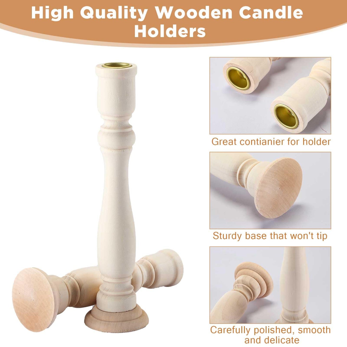 Tanlade 16 Pcs Wooden Candle Holders Set for Pillar Candles Farmhouse Unfinished Wood Candlesticks Holder Rustic Candlestick Holder Stand for Fireplace Dining Table Centerpiece