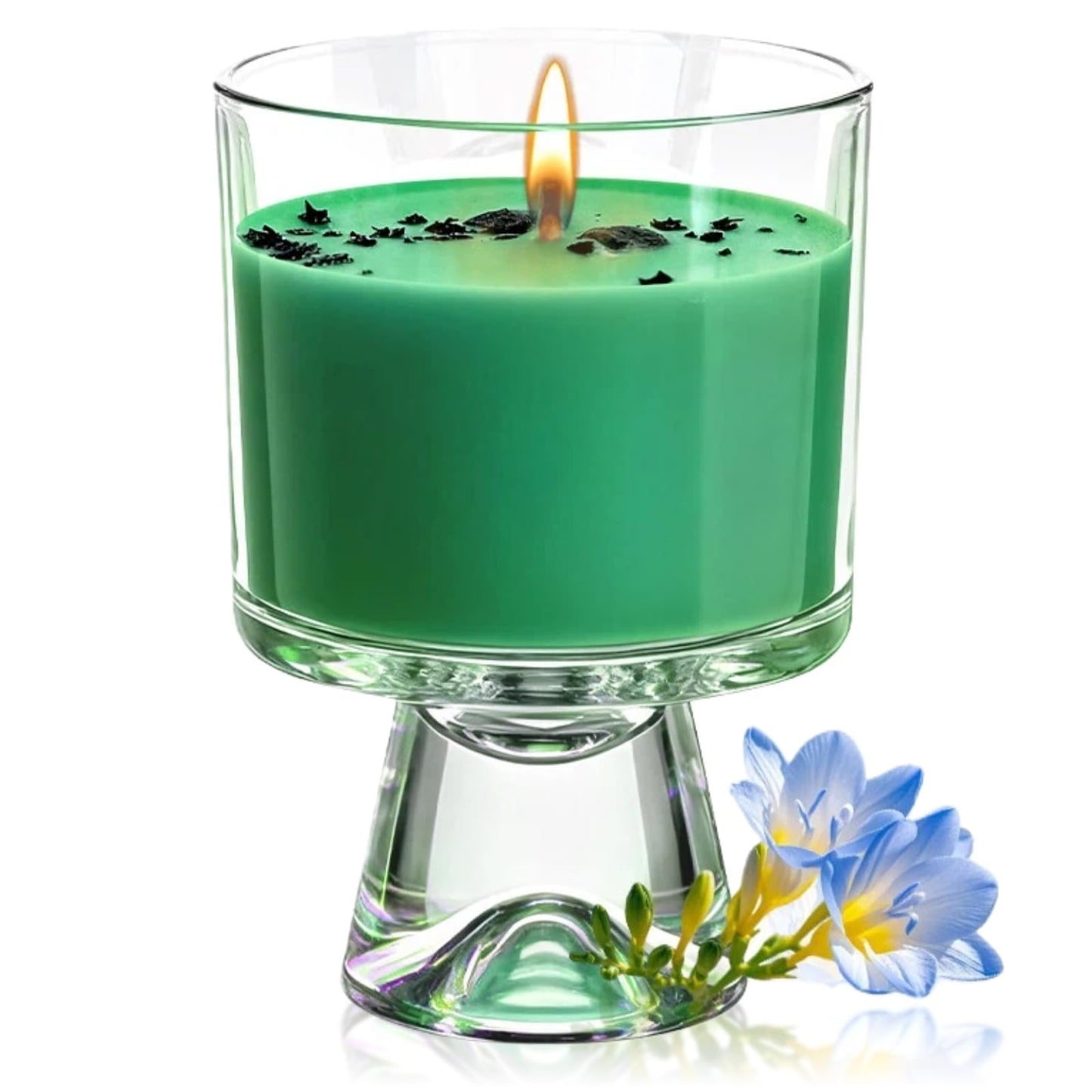 Eechen Charm Freesia Scented Soy Candle, 48-Hour Long Burning Aromatherapy Candle for Home Spa, Gift for Mom Women Birthday Valentine (Green, 0.99 lb)