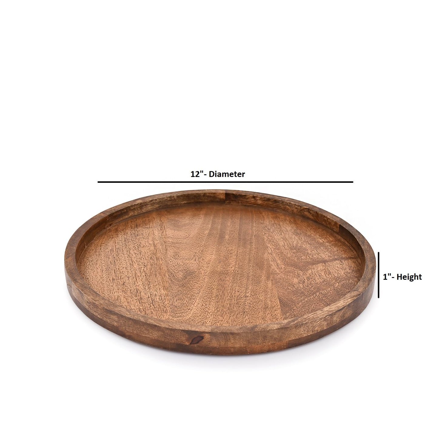 EDHAS Round Wooden Decorative Candle Holder Tray for Coffee Table Centerpieces Modern Farmhouse Home Decorations (12" x 12" x 1")