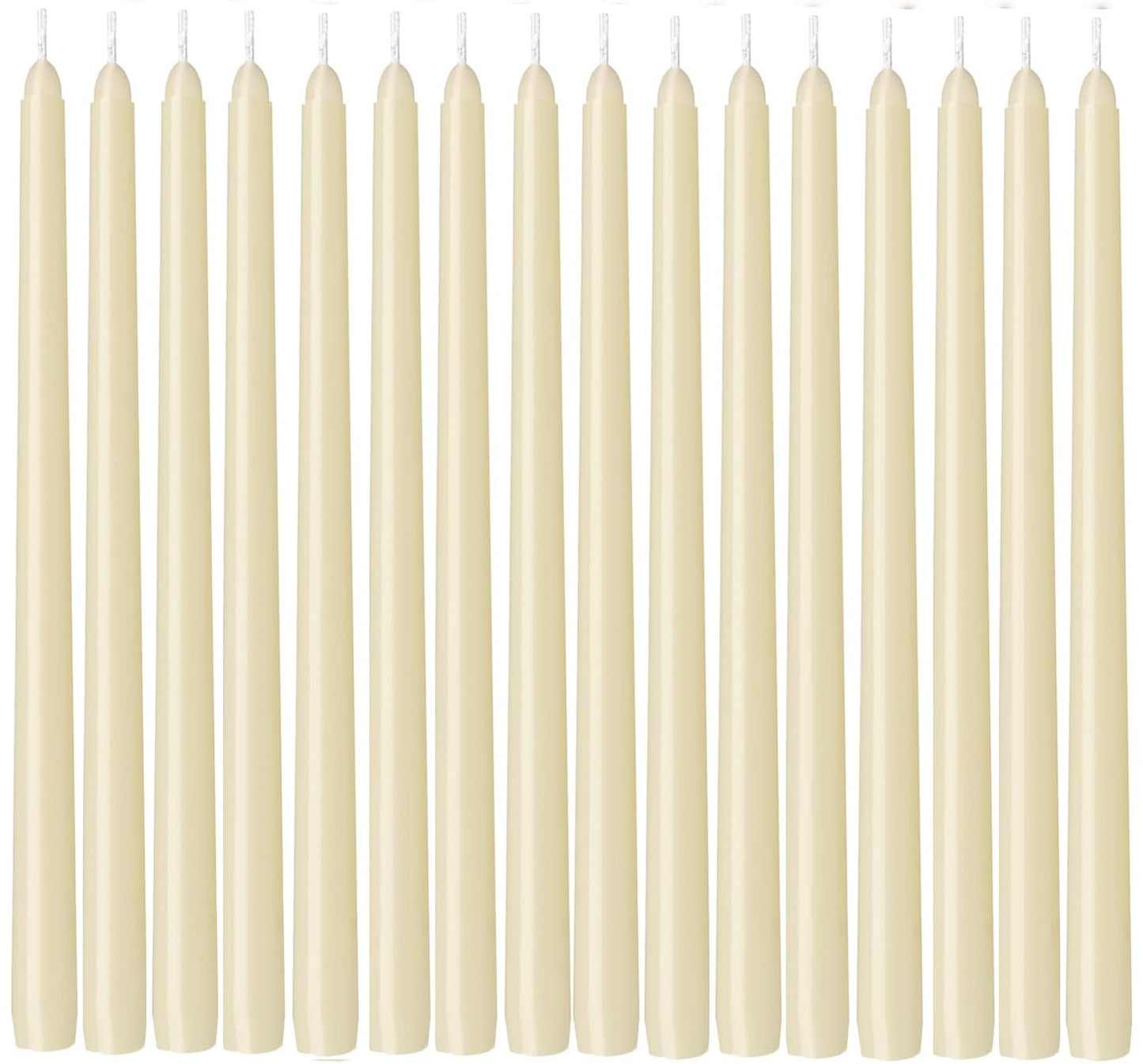 WPONSZU 16 Pack Ivory Taper Candles, 7-8 Hours Burn Time, Unscented, Smokeless and Dripless, 4/5 x 10 Inch for Christmas,Household,Dinner,Wedding,Valentine's Day,Party and Home Décor Candlesticks