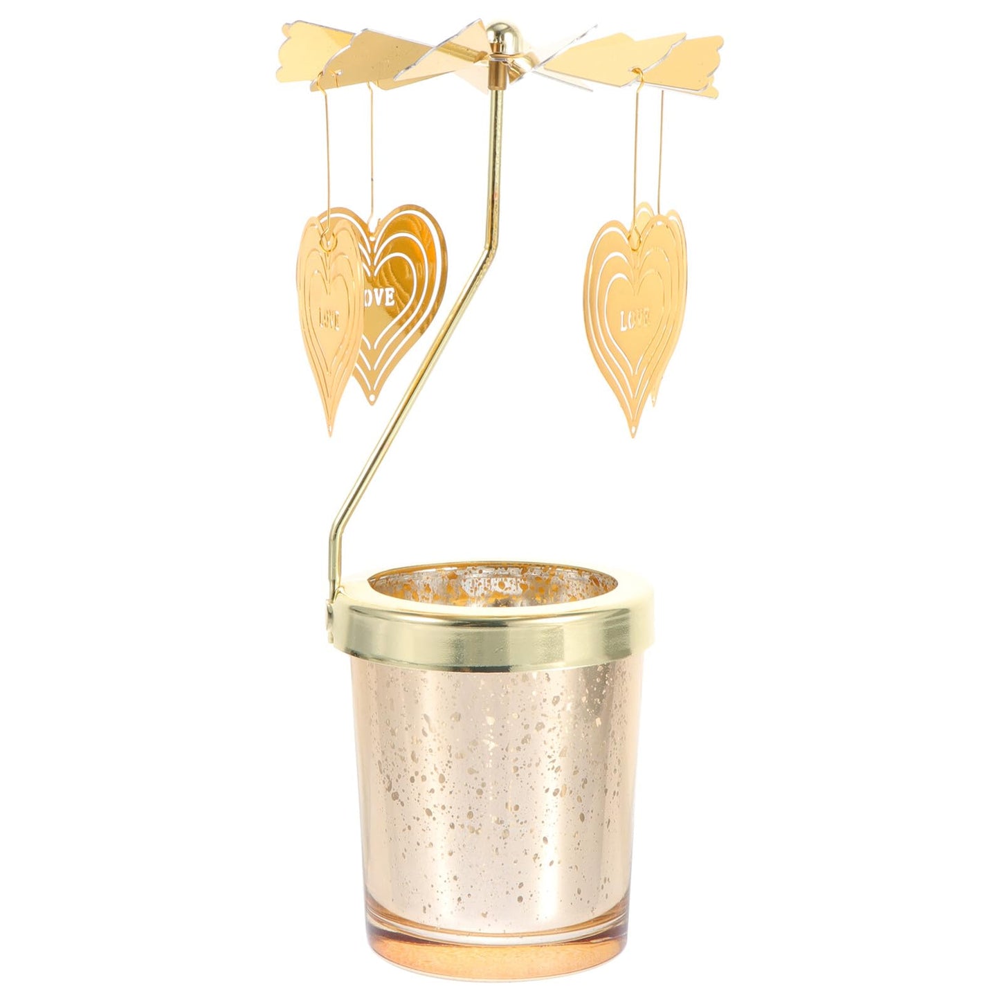 Ipetboom Rotating Candleholder Cup Romantic Candlestick Decor for Restaurant and Home Table Centerpiece, Spinning Candle Stand Without Candle, Heart-Shaped Design for Valentine’s Day