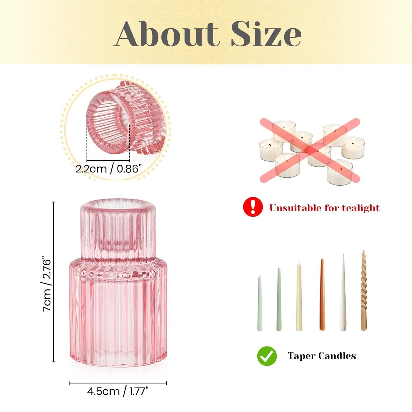 Hewory Glass Pink Candle Holder: 2PCS Valentines Taper Candle Holders for Table Centerpiece, Tapered Candlestick Holders for Valentines Day Decorations Gifts Anniversary Wedding Holiday Home Decor