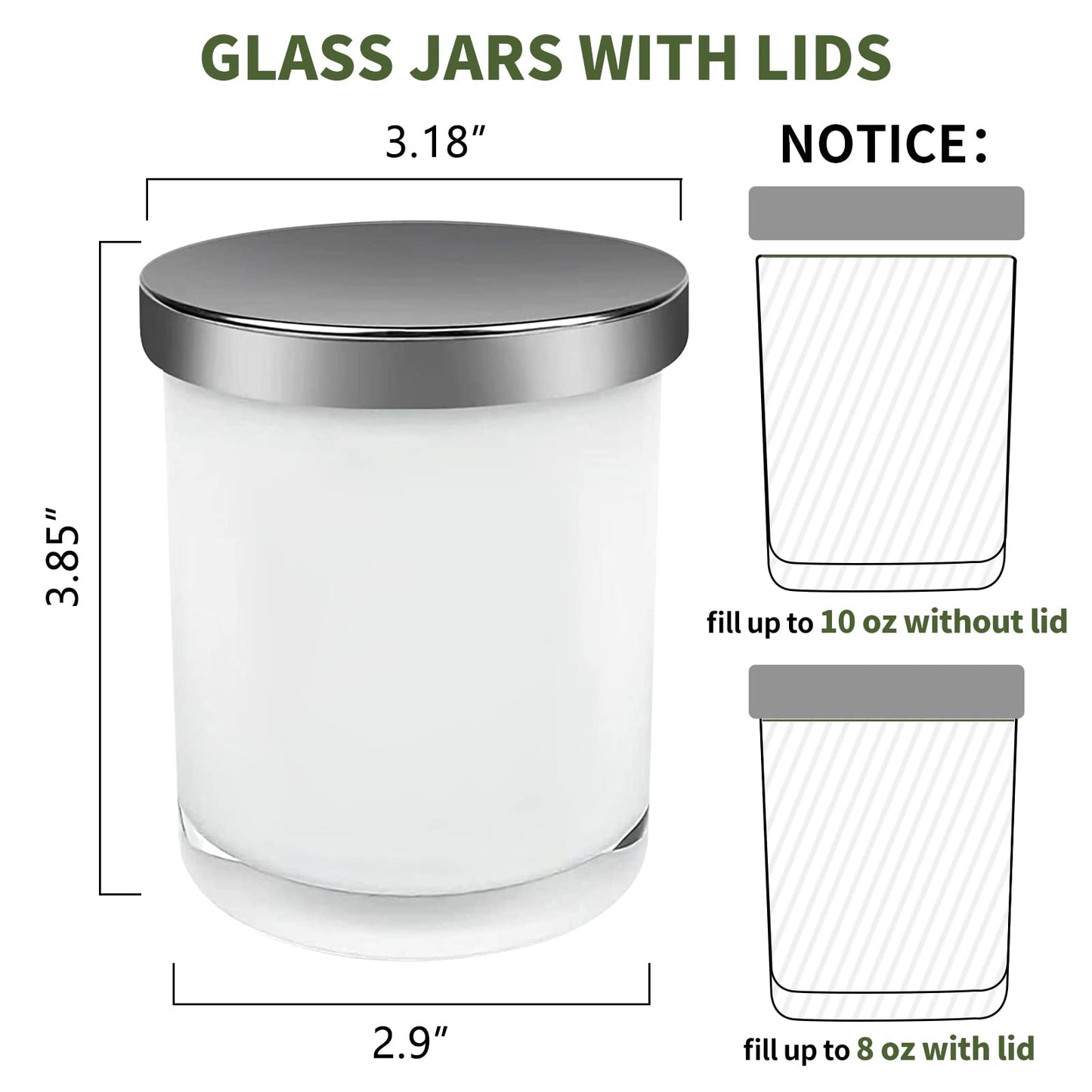 SUPMIND 12 Pack 10oz Glass Candle Jars with Lids and Sticky Labels, Empty Candle Jars for Making Candles Bulk Containers(Inner White)