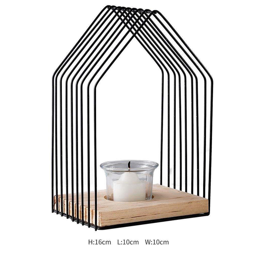 XILIN-1987 Candle Holderss Wrought Iron Glass Candlestick Creative Romantic Home Decoration Candle Holder Decorative Candlestick (Size : A)