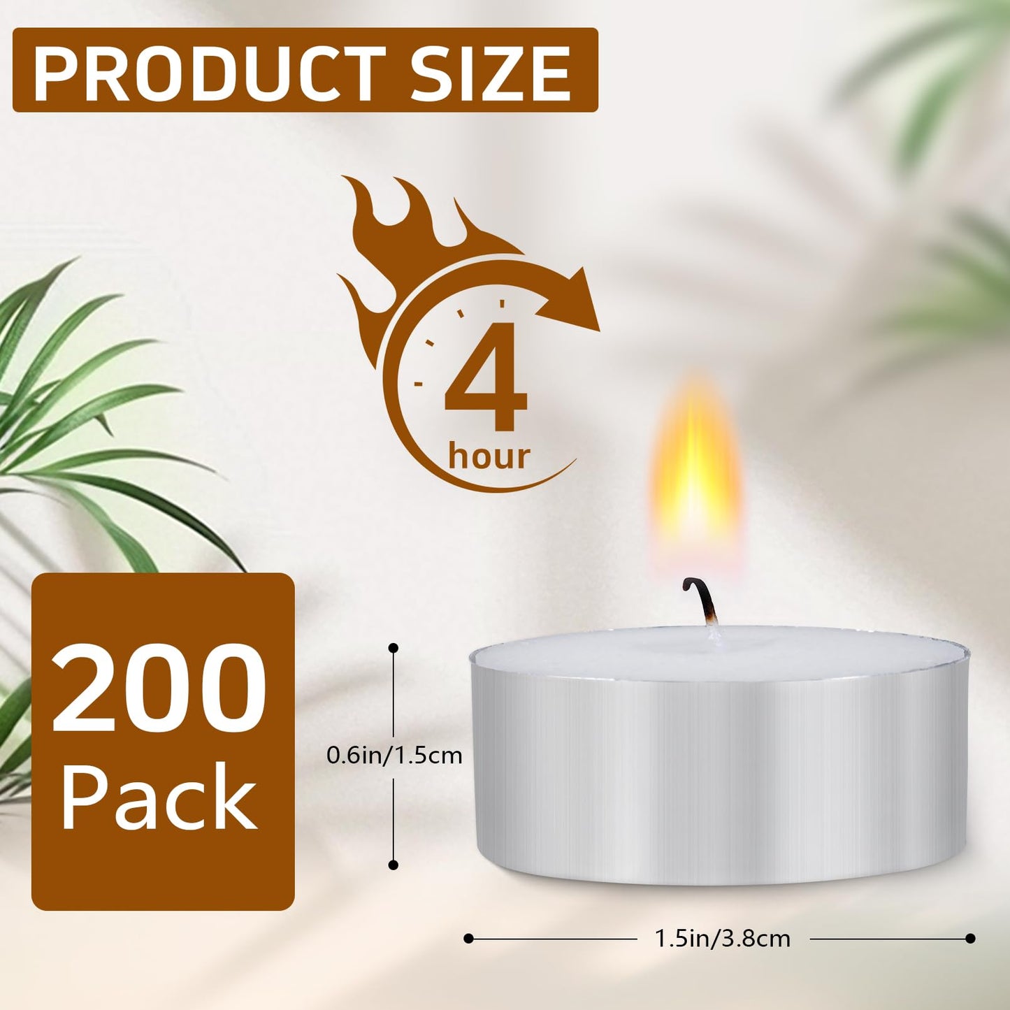Yihurlm 200 Pack Tea Lights Candles Bulk,4 Hours Burning Long Time, Unscented White Tealight Candles, Smokeless Tea Lights for Home Weddings Shabbat Emergencies