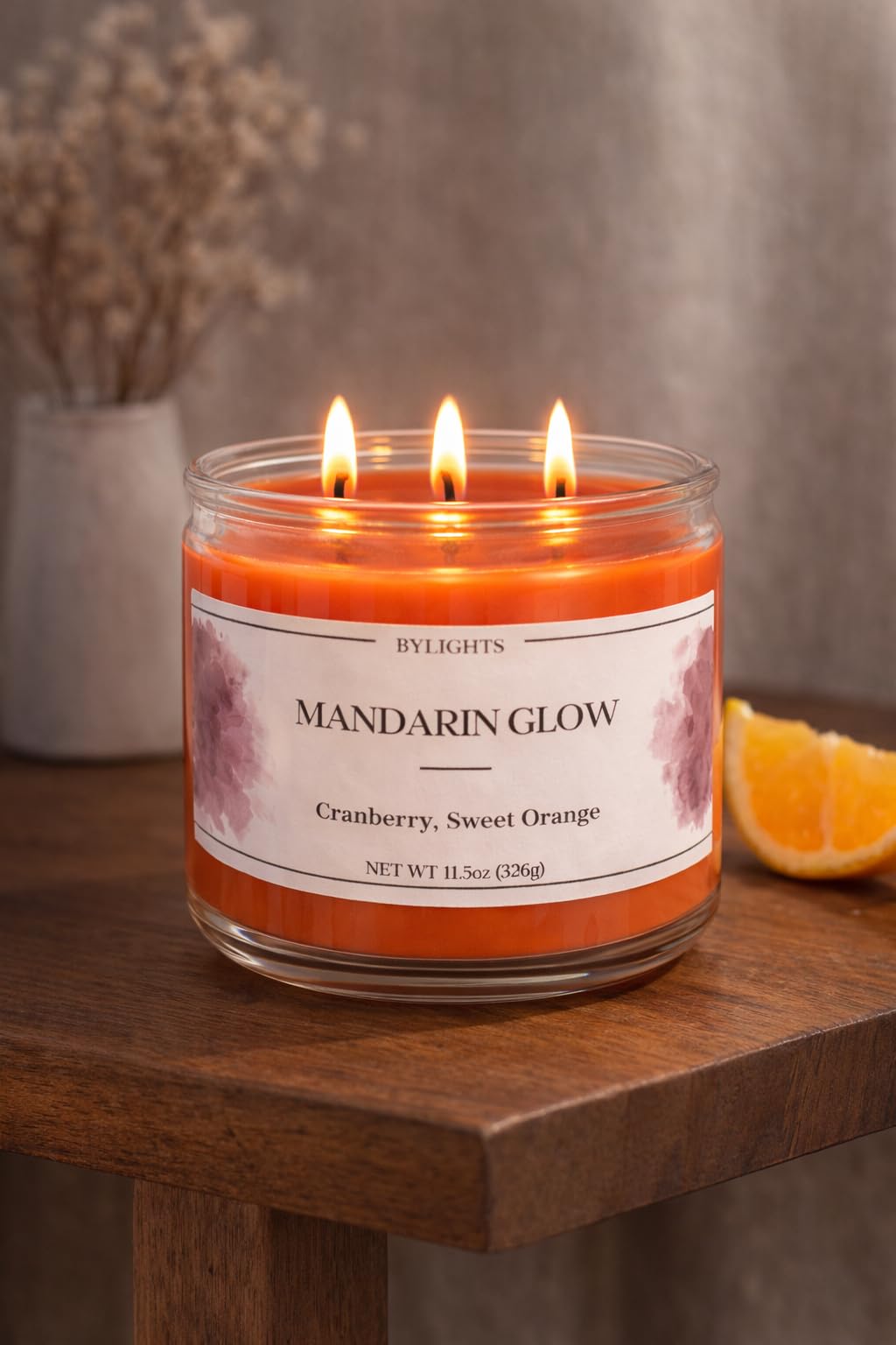 Velvet Apple Ember, Soy Wax Scented Candle, 11.5oz, 3 Wicks (Mandarin Glow)